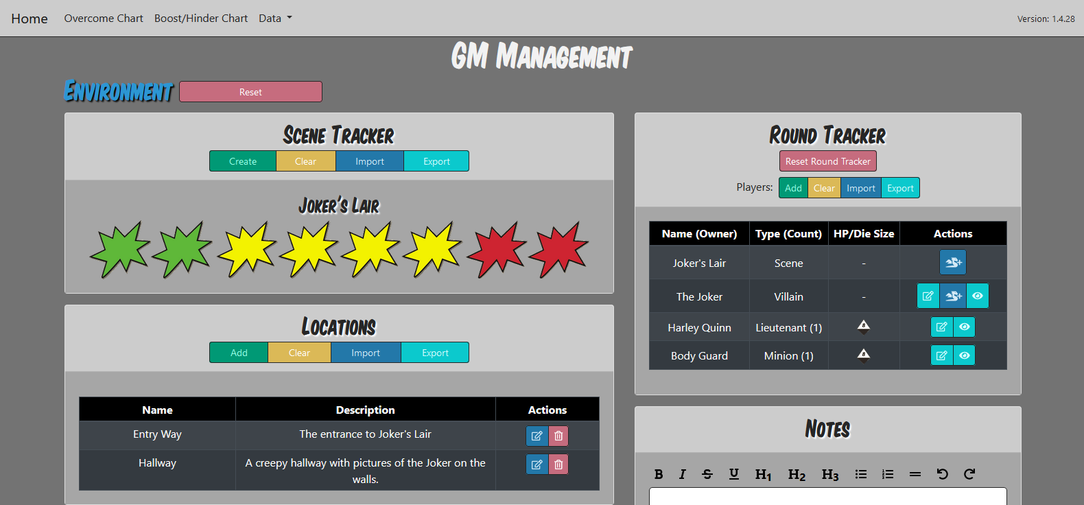 Sentinels RPG GM Management Tool
